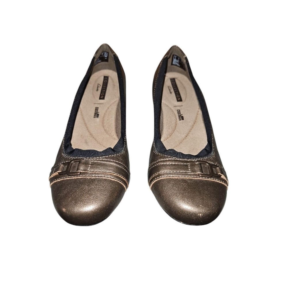 Clarks Kenzie Light Bronze Leather Flats Size 6.5